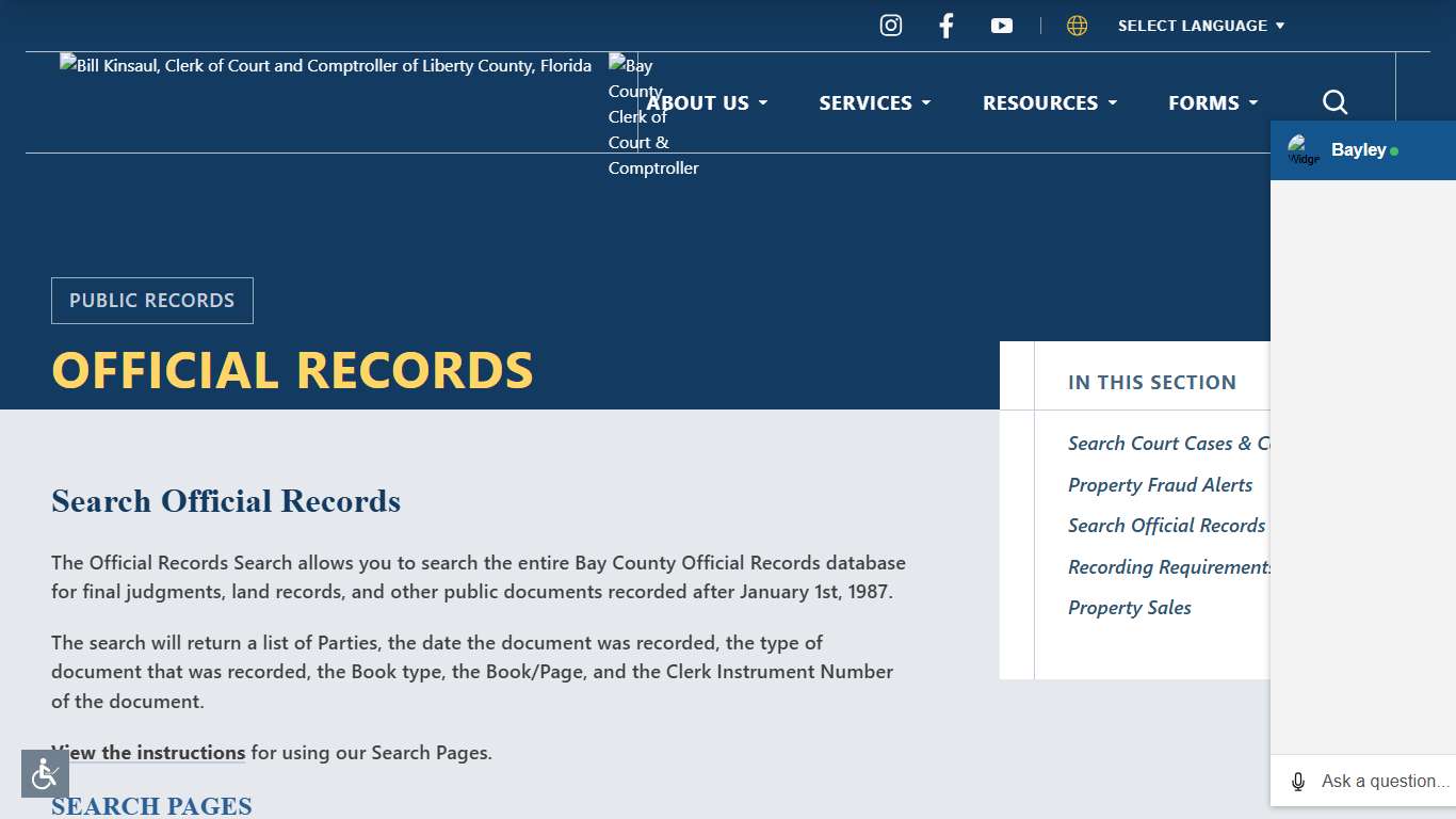 Search Official Records Bay County Clerk of Court & Comptroller